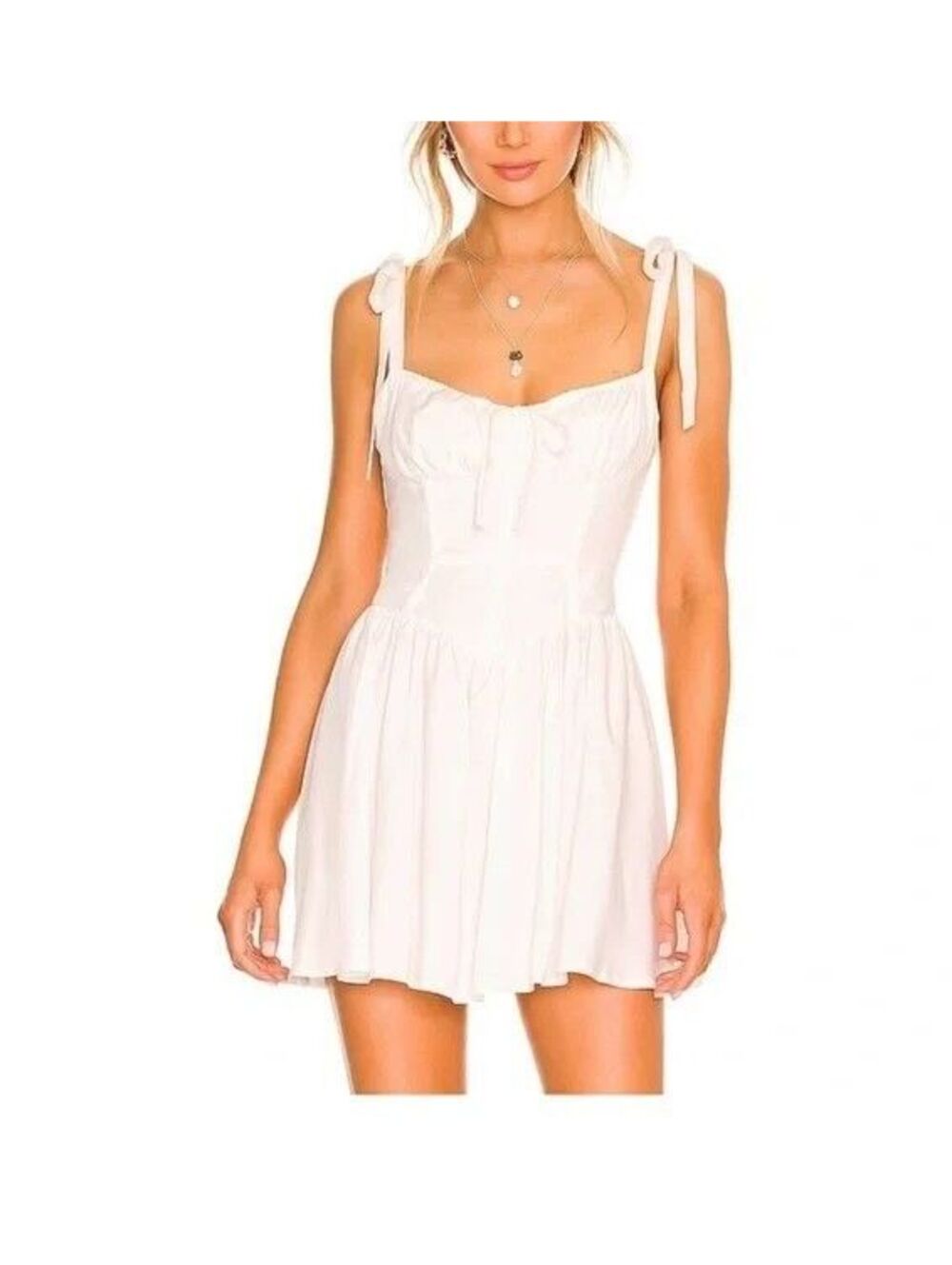 FOR LOVE & LEMONS Jessie Mini Dress Corset Top Boho Cottagecore White XS